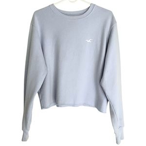 Hollister Women’s Baby Blue Cropped Sweatshirt [US XS]